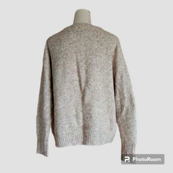 Cliché Wool Blend Oatmeal Lace-up Sweater size L EUC - Picture 4 of 8